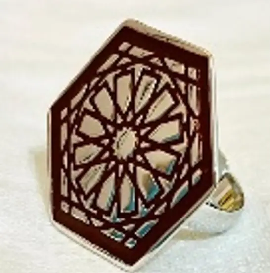 Small basic hexagon silver ring with colred enamel