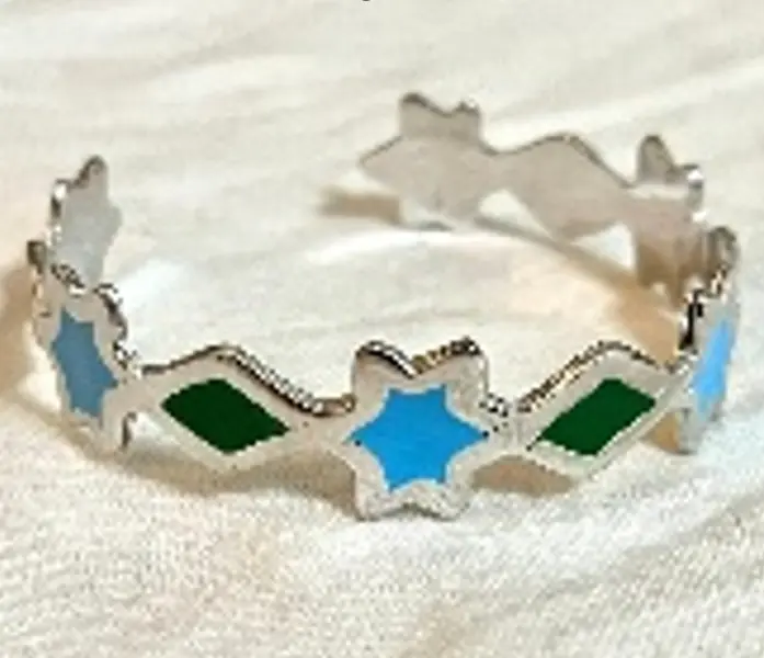 the star and rhombus cuff silver colered enamel