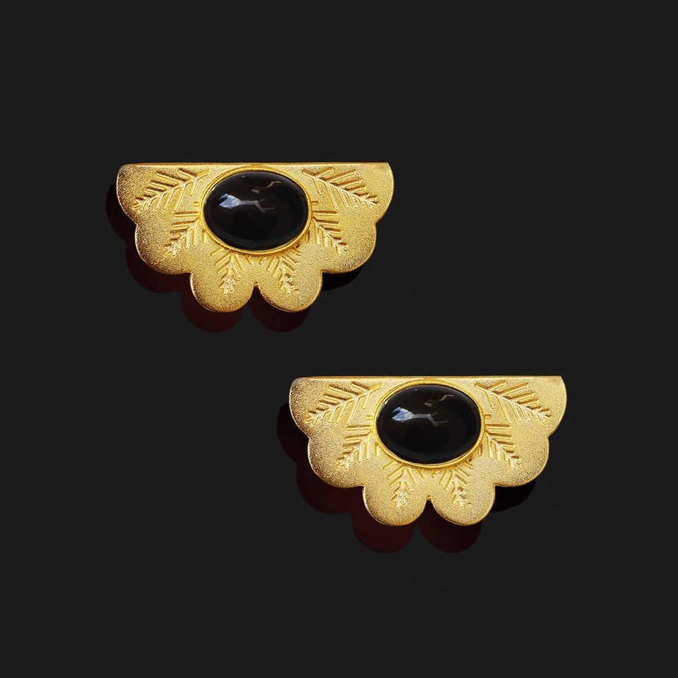 Egyptian Fan with Stone Earrings