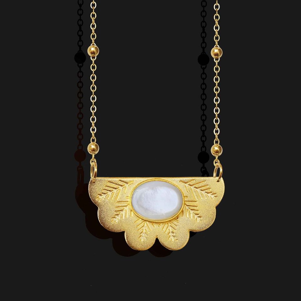 Egyptian Fan with Stone Necklace