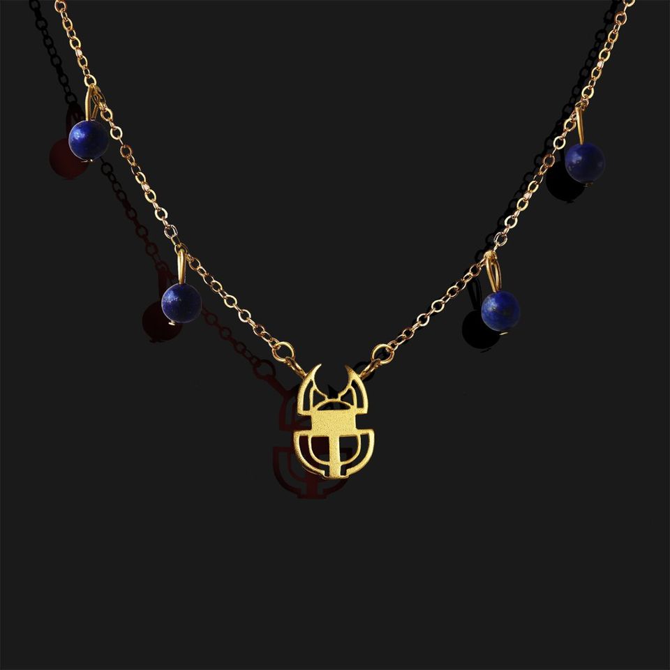 Scarab Necklace with Lapis Stone