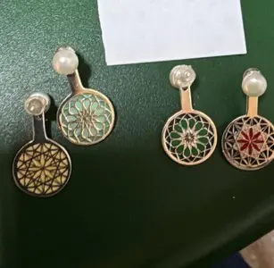 Earrings Double R p (Round Sided Pearls)