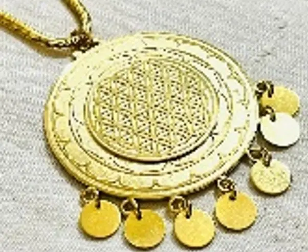 the flower of life with sri frame BIG gold all etched