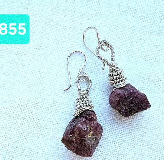 (E855) Raw Ruby earrings