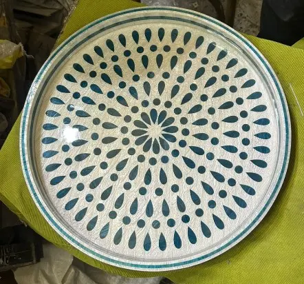 ALK-Peacock Tail Tray Petrolum In White