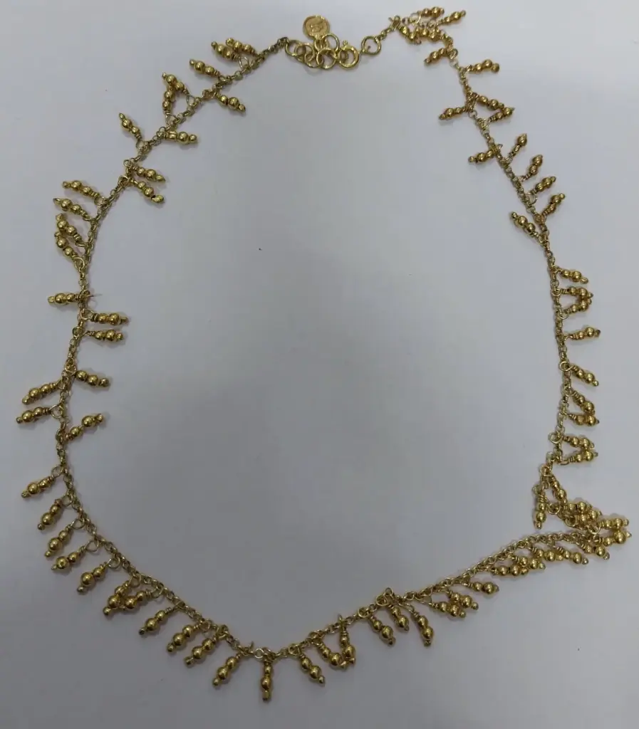 Delight Collection, Handmade, Sterling Silver, With Tiny & Med Silver Balls, Gold Plated , Necklace 