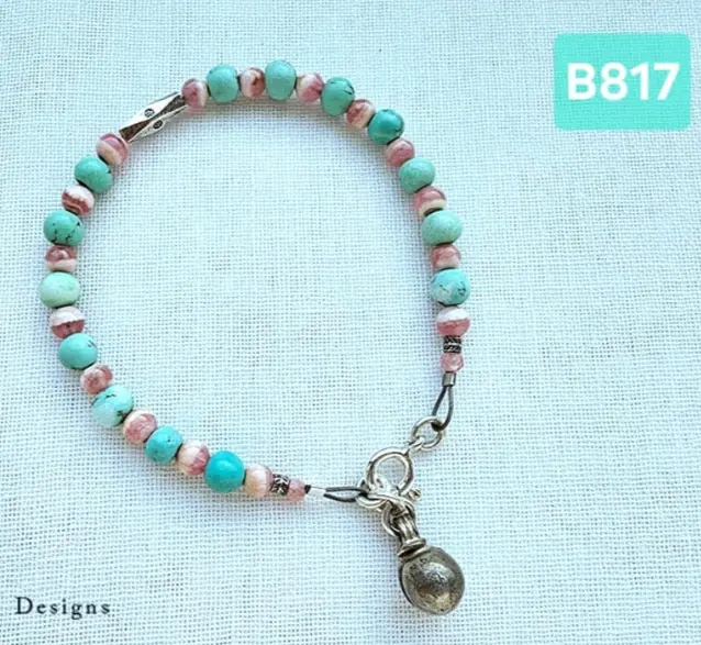 (B817) Sinai Turquoise & Rhodochrosite with Thai silver