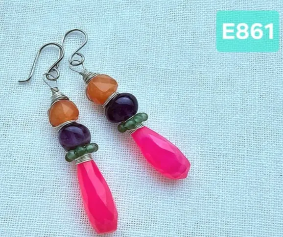 (E861) Pink Calkedony, Amethyst,  Carnelian & Green Agate