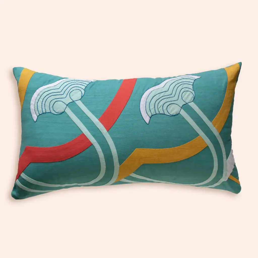 Rect Patchwork  Cushion (Dark Blue)