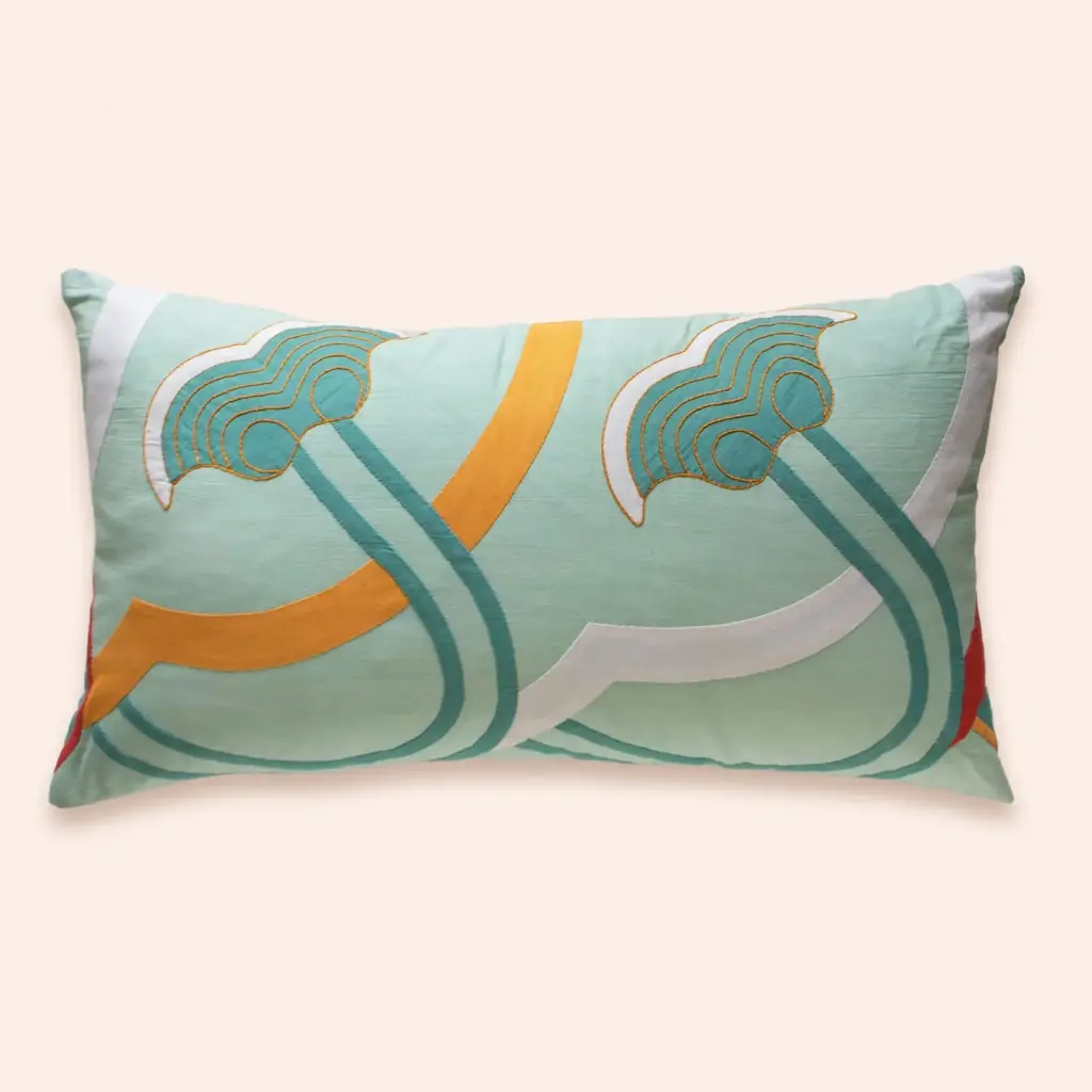 Rect Patchwork Cushion (Light Blue)