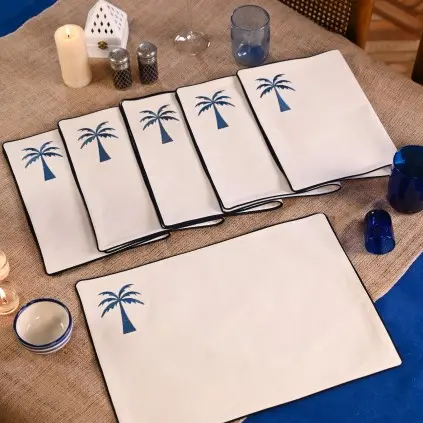 Blue Palm Placemats – Set of 6
