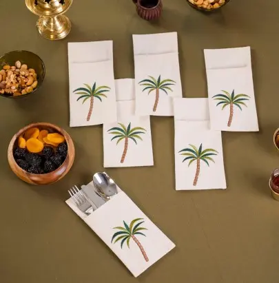 Tropical Palm Cutlery Sleeves – Set of 6