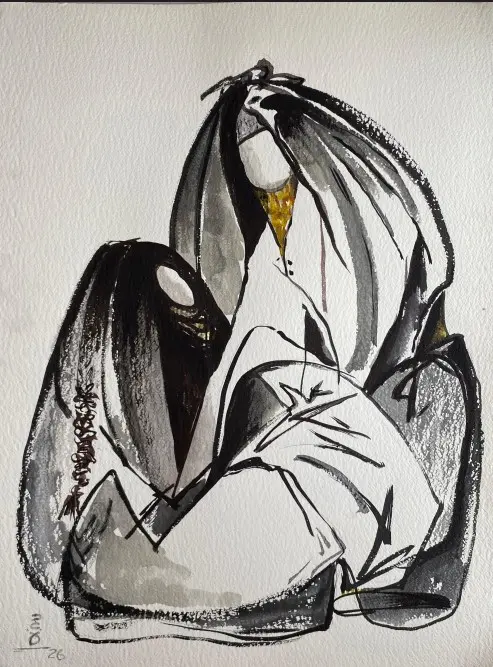 #2 Grandma 56*76 CM Ink on cotton paper