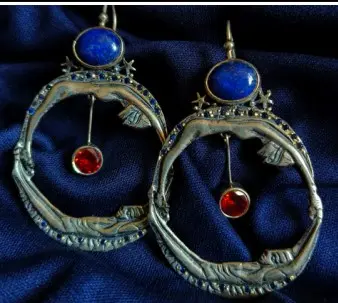 Nut & Geb earrings (Brass, Silver plated)