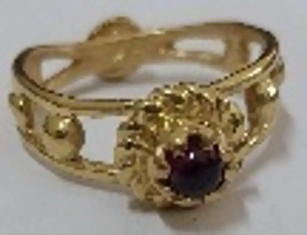 Roman Collection, Handmade Sterling Silver, Gold Plated With Garnet Original Stones Ring