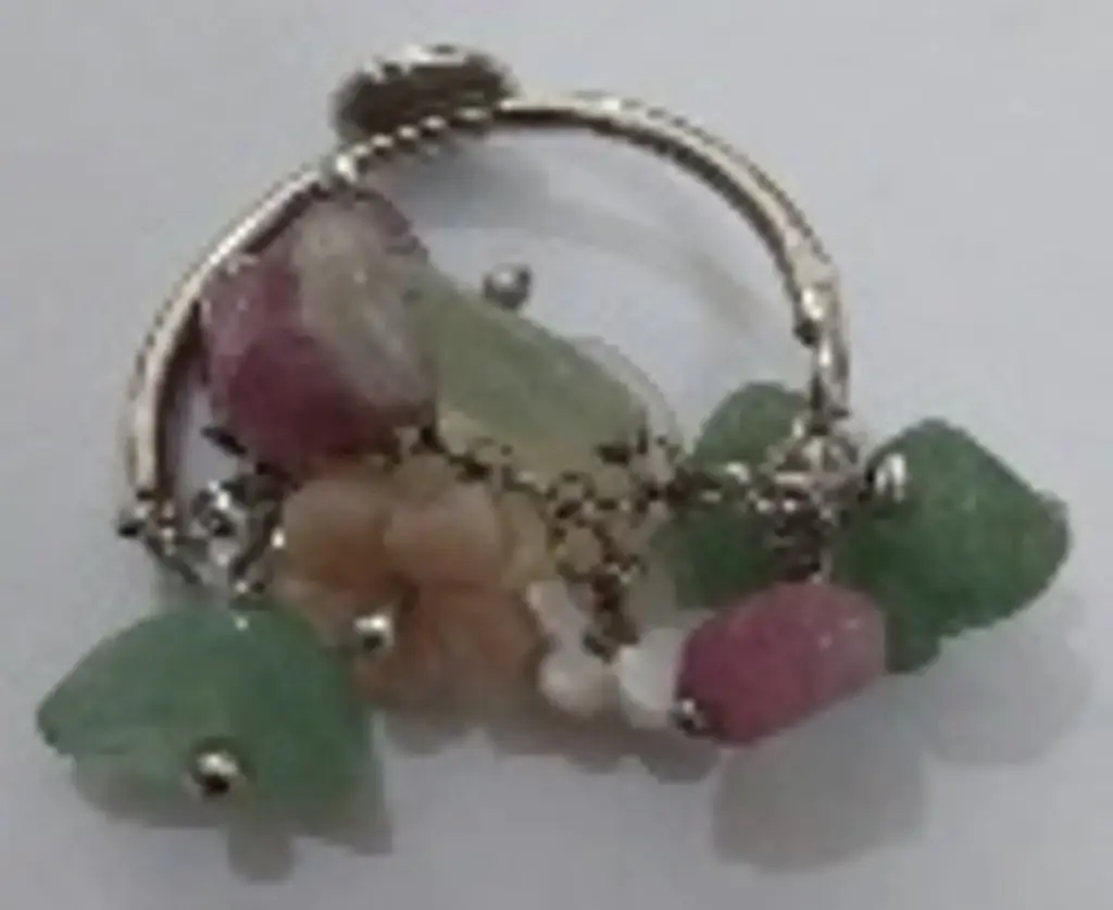 Garden Collection , Handmade, Sterling Silver,With Original Stones, Pink Mother of Pearls flowers, Green Jade, Pink Tourmaline& white mother of pearls leave, Gold Plated ring