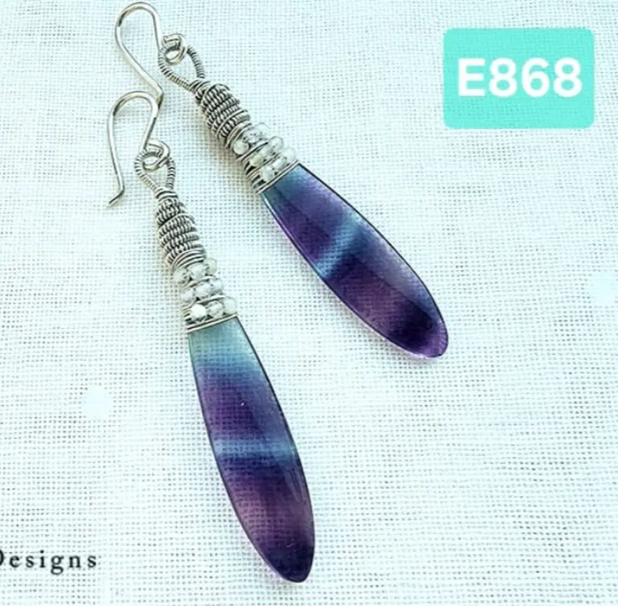 (E868) Rainbow Flourite earrings