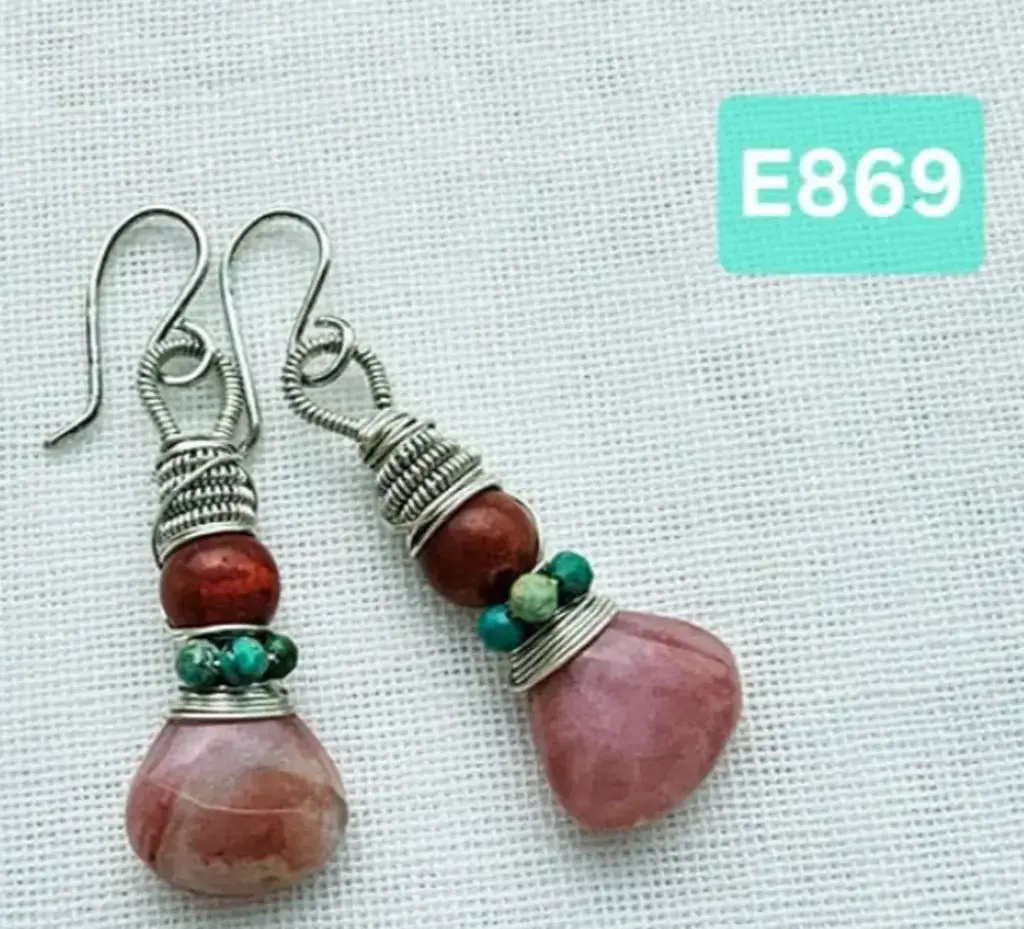 (E869) Pink Peruvian Opal, Sponge Coral & Turquoise