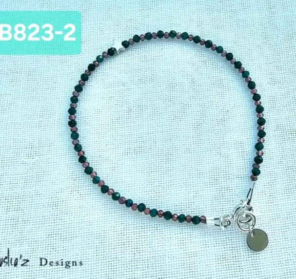 (B823-2) Garnet & Green Onyx with silver star Bracelet