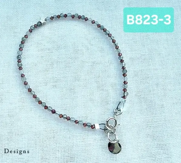 (B823-3) Garnet & Labradorite with silver star Bracelet