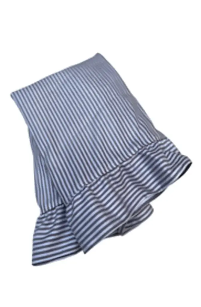 Cotton strips of joy raffled rectangle table cloth (220x 110cm) (Bige white)
