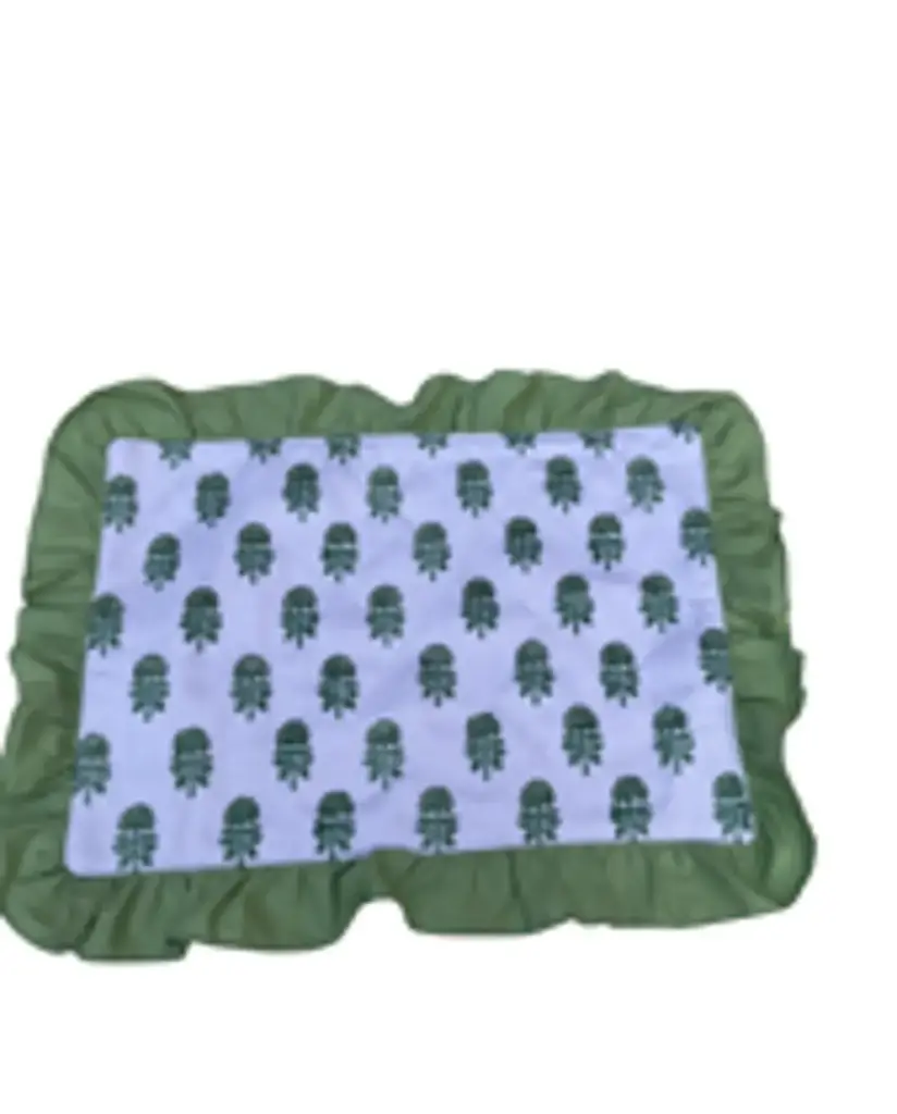 Placemats raffled set of 6 (33x40cm) (Green white)