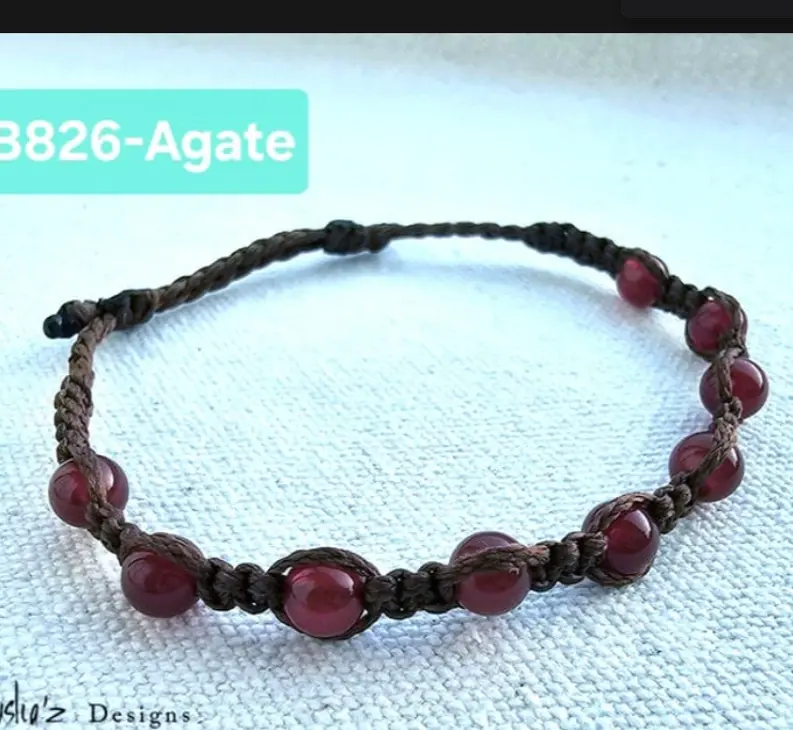 (B826- Agate)Adjustable waterproof unisex Bracelet