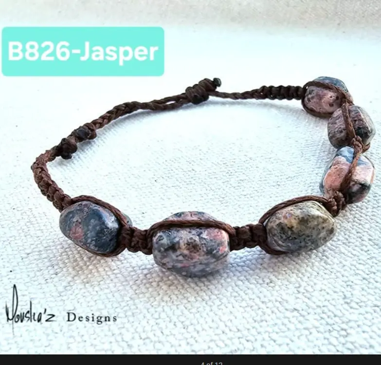 (B826- Jasper) Adjustable waterproof unisex Bracelet