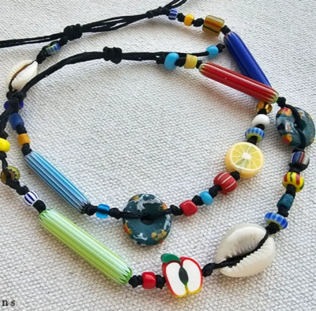 (A179) Glass beads, Cowrie Shells, Polymar Clay & African Beads, waterproof adjustable anklets