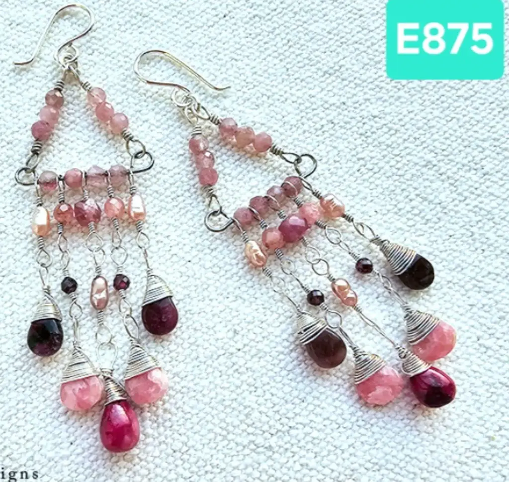 (E875) Ruby, Rhodochrosite, Pink Tourmaline,  Garnet & Pearl
