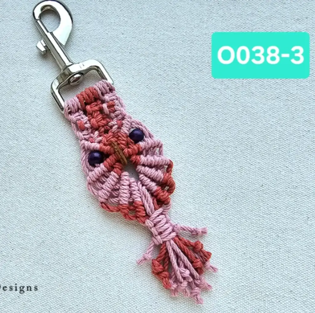 (O038-3) Macrame Owl Key chain/ charm