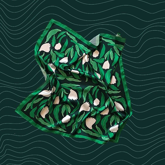 White & Green Flowers Bandana