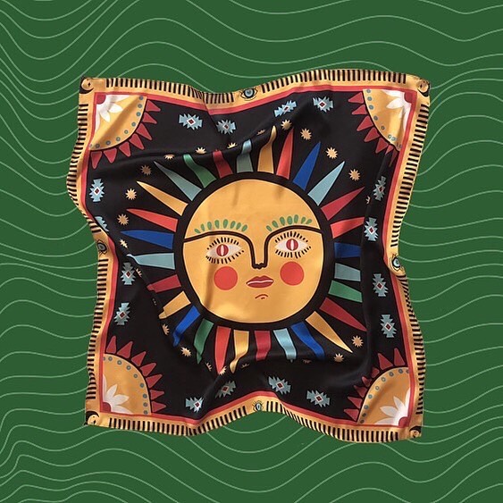 Yellow Sun/ Black  Bandana