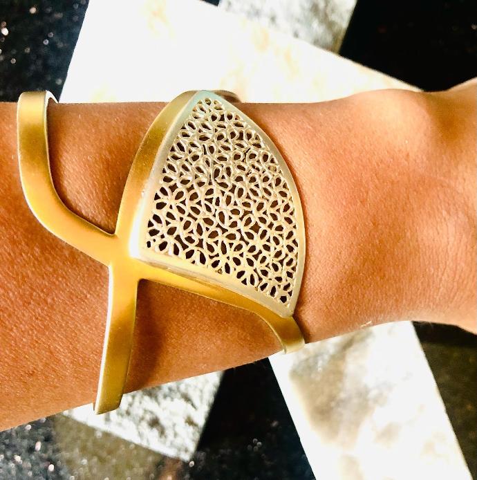 Filigree Novica Silver in Gold Bangle
