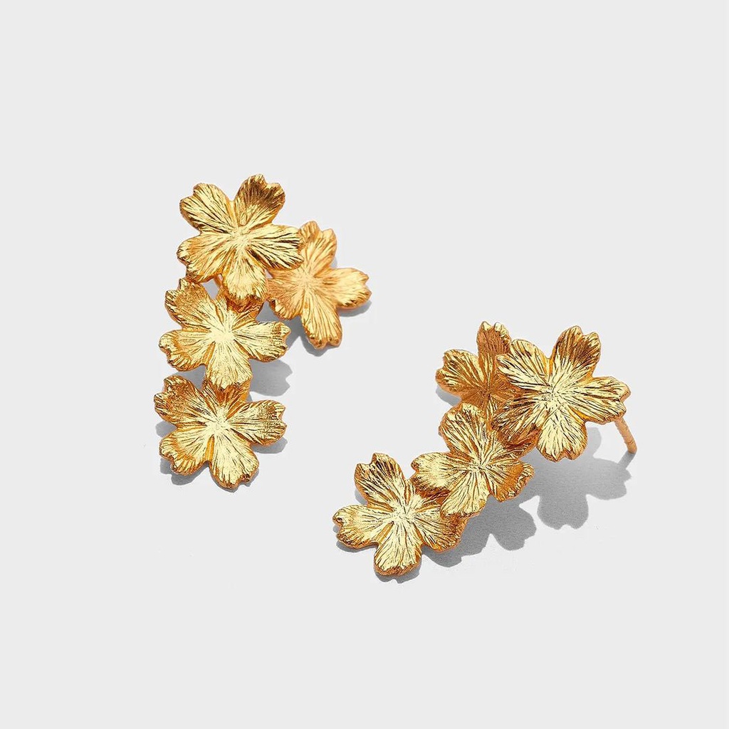 Handmade Sterling Silver Gold Plated Flower Earrings