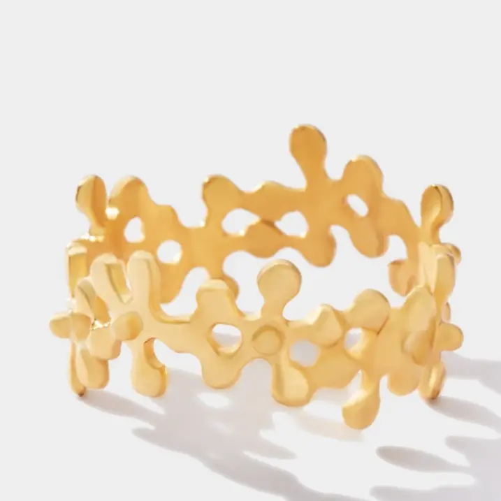 Flowery Collection  - Handmade, Sterling Silver, Gold Plated Flowers ring  