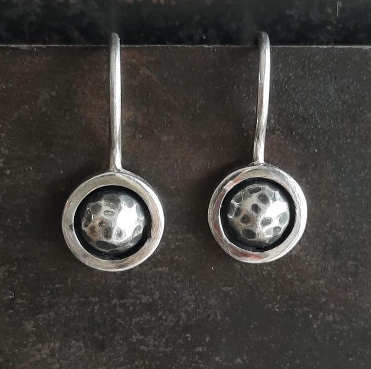 Hammered Lotus Earrings (Drop)