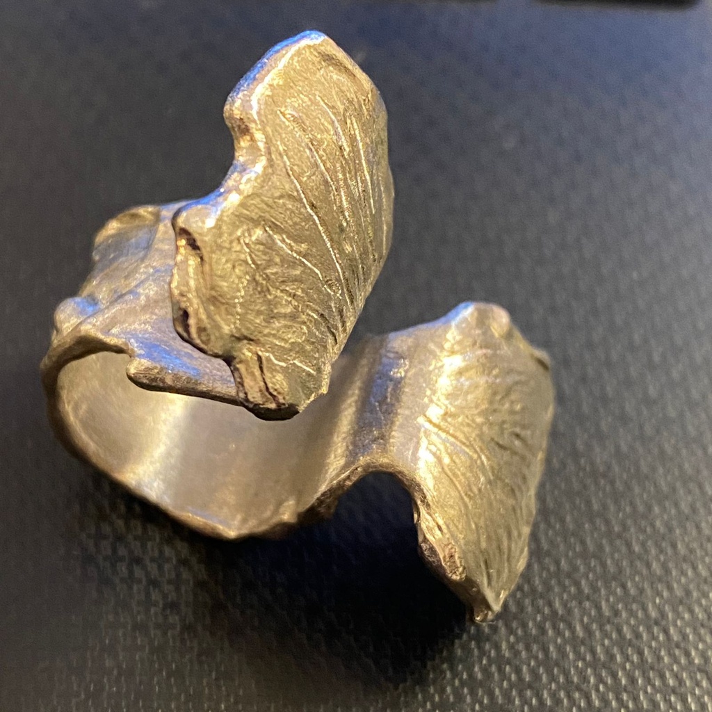 Organic Platinum Plated, Sterling Silver Butterfly Ring