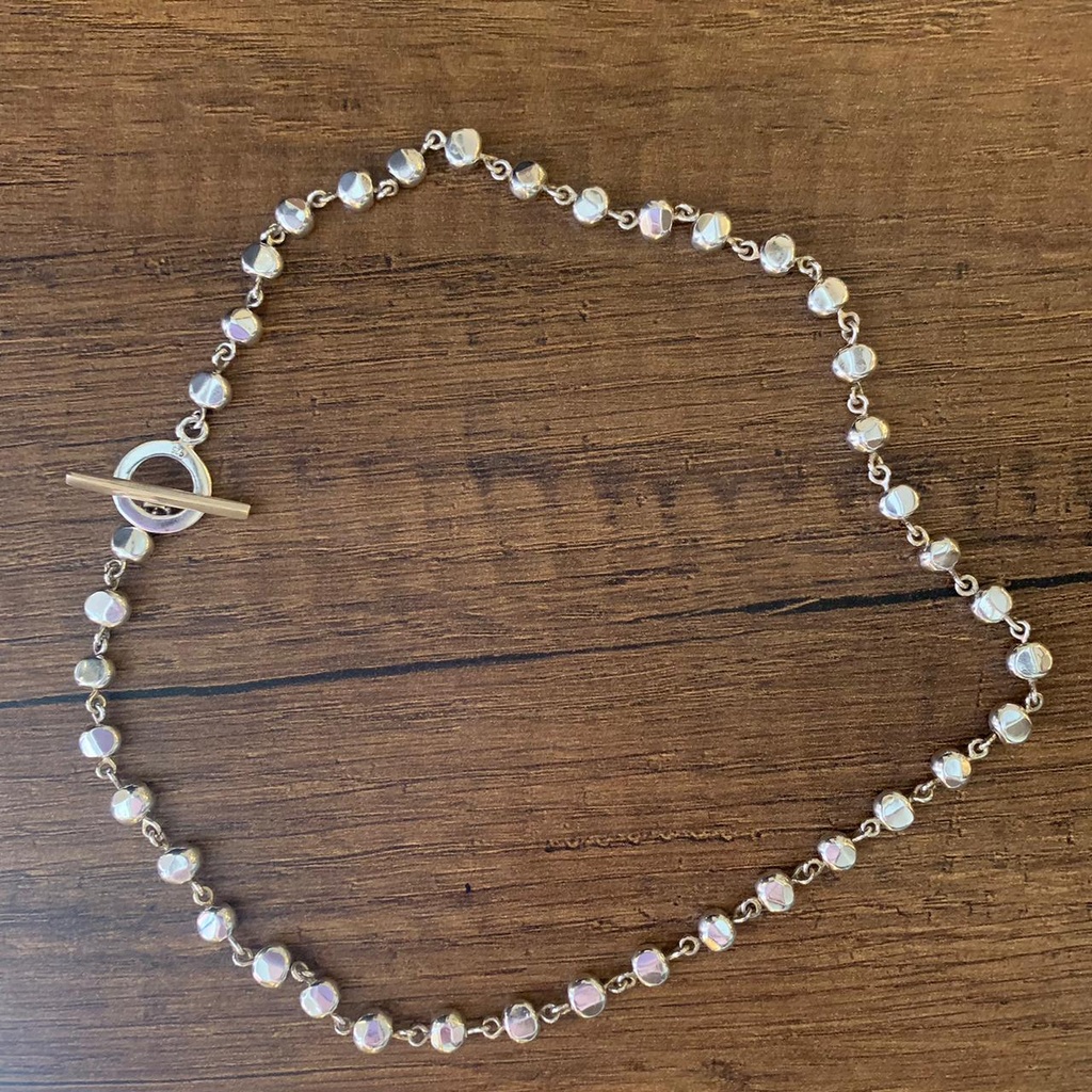 Link Hammered Bead Necklace