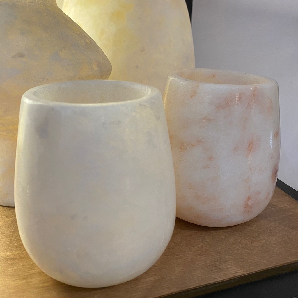 Hand Carved White Alabaster Candle Holder