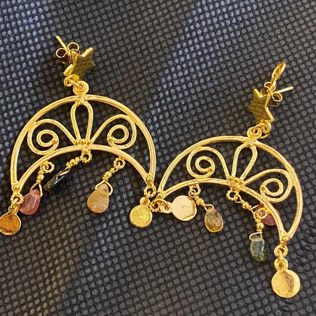 Big Moon With Original Tormaline Stone, Summer night Collection