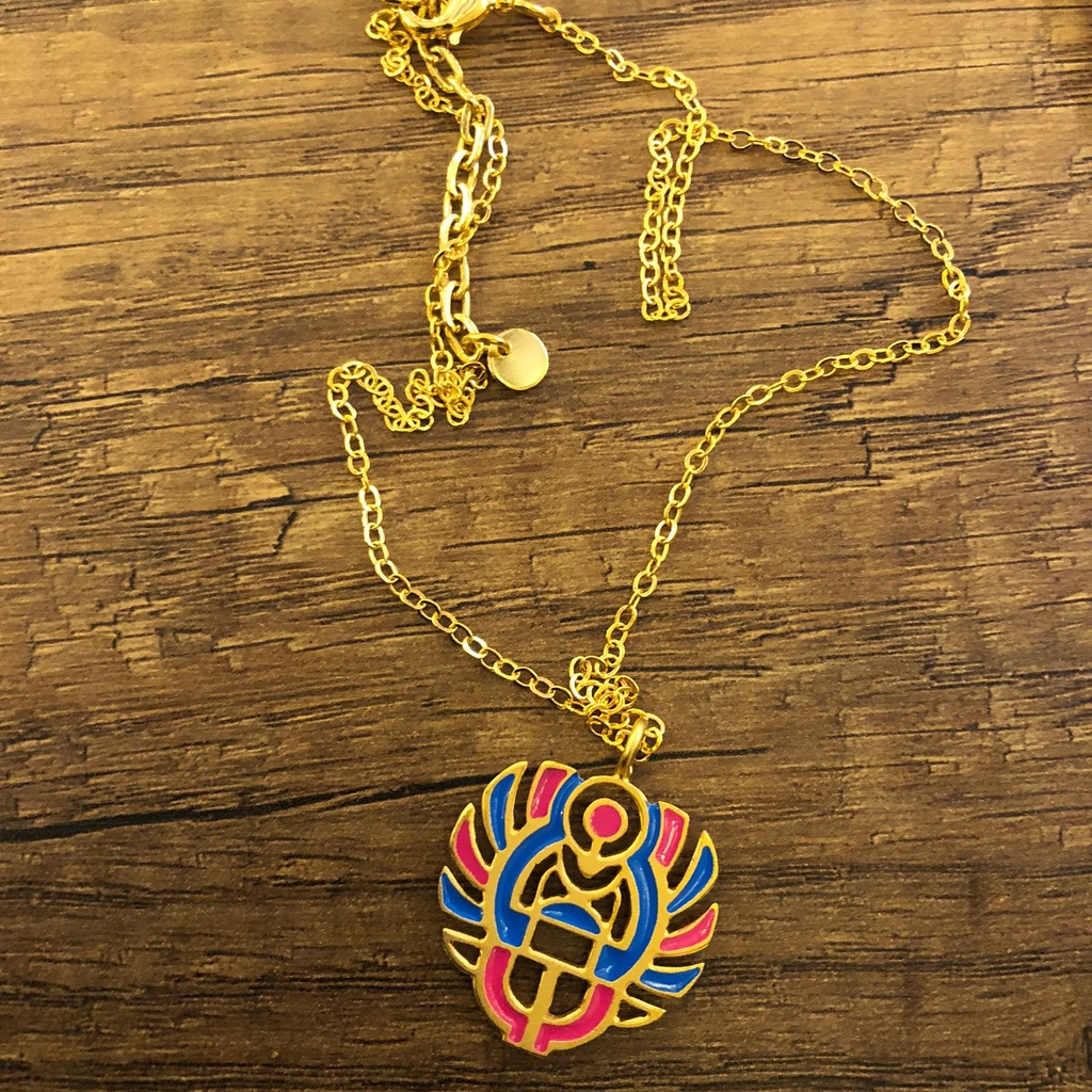 Scarab Enamel Necklace  