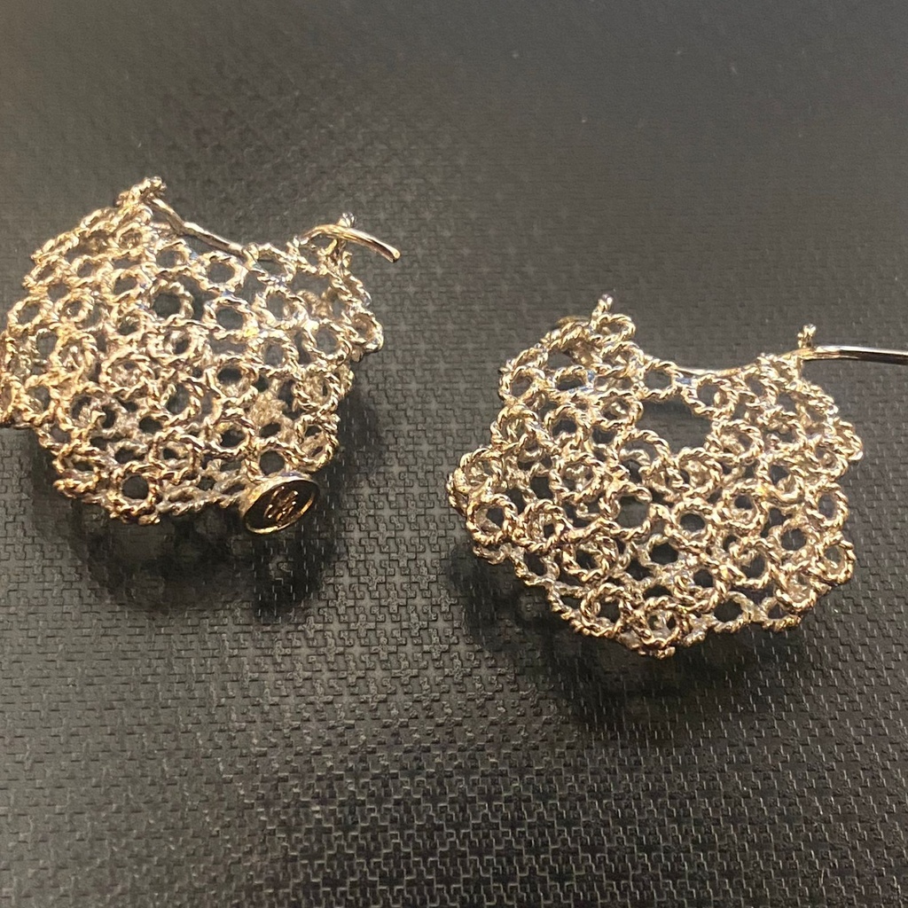 Dentellier Collection, Handmade, Sterling Silver, Platinum Plated Dentelle Work Sphere