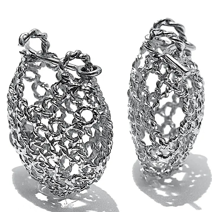 Dentellier Collection, Handmade, Sterling Silver, Platinum Plated Dentelle Work Sphere