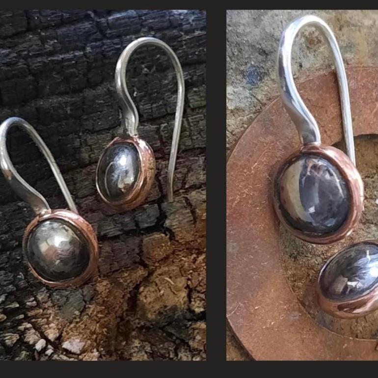 Copper Oxidized Drop Earrings