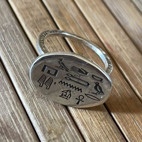 Pharaonic Oval Silver Ring