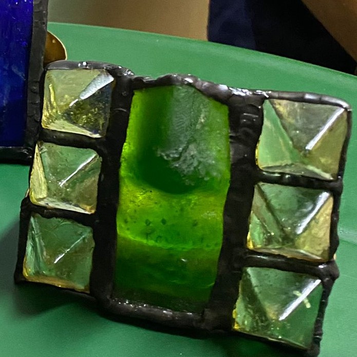 Face with Pyramids small candle holder