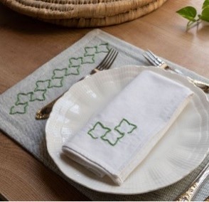 White & Green Placemat Set of 2