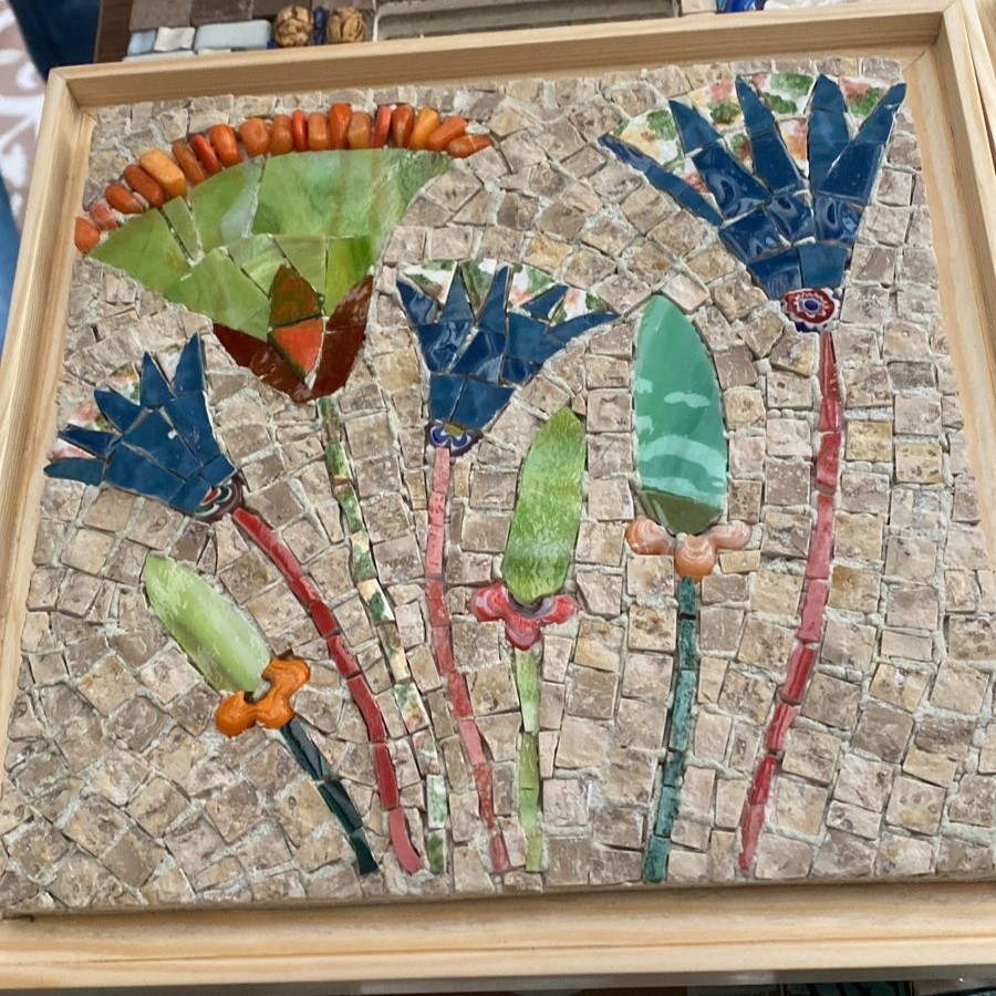Colorful Lotus Mosaic Art (FRAMED)