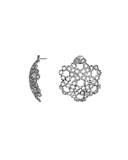 [SZE232] Dentellier Collection Handmade Sterling Silver Platimum Plated Half Dome Stud Earrings Dentelle Work